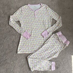 Little Sleepies Bamboo Set Long Sleeve Rainbow Print Pajamas - Womens X-Small